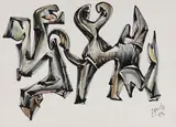 Composition by Yannis Gaïtis, 1949, Aquarelle et encre de Chine signée et datée en bas à droite, sold Sep 2024