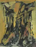 Composition by Selim Turan, Gouache signée en bas à gauche, sold Sep 2024