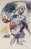 Nu de face by Paul Rebeyrolle, 1959, Aquarelle gouachée signée et datée en bas à droite, sold Sep 2024