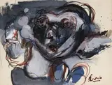 Tête by Paul Rebeyrolle, Gouache signée en bas à droite, sold Sep 2024