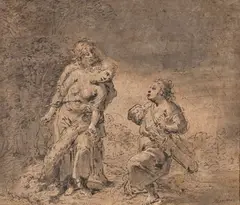 Céphale et Procris by Leonard Bramer, Plume et encre noire, lavis gris et rehauts de gouache blanche, sold Sep 2024