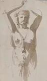 Étude pour une cariatide by Giuseppe Bernardino Bison, Plume et encre brune, lavis brun sur traits de crayon noir, sold Sep 2024