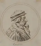 Portrait de Calvin de profil by Johann Georg Wille, Plume et encre brune, lavis gris sur traits de crayon de noir, sold Sep 2024
