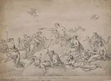 Le Parnasse by Domenico Scotti, Plume et encre noire sur traits de crayon noir, sold Sep 2024