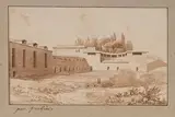 Grenier du Termini by Louis Gauffier, Plume et encre brune, lavis brun sur traits de crayon noir, sold Sep 2024