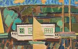 Sur la Marne by Louis Latapie, Gouache et encre (plume) sur papier marouflé sur toile, sold Nov 2024