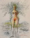 Daphné by Jean Carzou, 1973, Technique mixte, crayons de couleur, encre de Chine (plume), feutre et mine de plomb sur p, sold Nov 2024