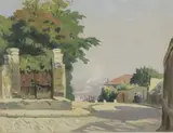 Le portail by René Péan, Aquarelle, sold Oct 2024