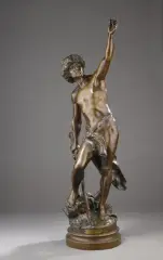 David victorieux by Louis Gossin, Bronze à patine brune, sold Oct 2024