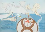 Hommage à Leonard De Vinci, La machine à coudre by Salvador Dalí, 1975, Lithographie en couleurs, sold Oct 2024