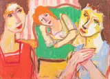 Conversation féminine by Charles Walch, Gouache, sold Oct 2024