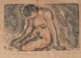 Nu assis by Pierre Combet-Descombes, Monotype en deux couleurs, sold Oct 2024