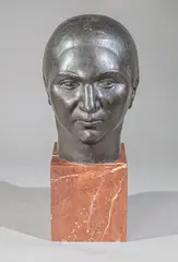 Tête de femme by Georges Salendre, Épreuve en bronze à patine brune, sold Oct 2024