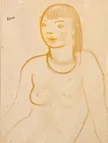 Nu en buste by Georges Kars, Pastel ocre, portant le cachet humide de la signature en haut à gauche, sold Oct 2024