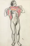 Jeune femme se déshabillant by Georges Kars, Pastel et fusain, portant le cachet humide de la signature en bas à droite, sold Oct 2024