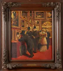 Exposition à l'hôtel Drouot by Petrus Uselding, Panneau, une planche, non parqueté, sold Dec 2021