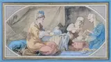 Le thé de la sultane by Jean-Baptiste Le Prince, Plume et encre brune, aquarelle et rehauts de blanc, sold Jun 2023