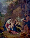 La Sainte Famille et deux anges by Daniel Vertangen, Panneau de chêne, une planche, non parqueté, sold Jun 2023