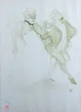 Réjane et Galipaux dans «Madame Sans-Gêne by Henri de Toulouse-Lautrec, Lithographie en vert olive sur vélin numérotée, sold Jun 2023