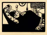 Femme lisant, fontaines et bassins Bois en noir ou en couleurs, eaux-fortes by Maurice de Lambert, Lithographie en couleurs sur chine appliqué, sold Jun 2023
