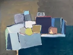 L'étagère by Sergio de Castro, 1958, Gouache sur papier marouflé sur toile, sold Jun 2023