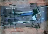 Composition by Francis Bott, 1957, Encre et gouache, sold Jun 2023