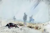 Scène de bataille by Jules Finot, 1872, Aquarelle, sold Jun 2023
