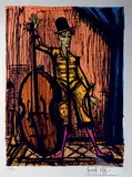 Le Violoncelliste, 1968, planche du recueil « Mon Cirque by Bernard Buffet, Lithographie en couleurs signée en bas à droite, sold Apr 2023