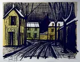 Village sous la neige by Bernard Buffet, 1981, Lithographie en couleurs signée en bas à droite, sold Apr 2023