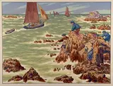 Les mousses by Henri Rivière, 1906, Lithographie couleurs, série Au vent de Noroît Feuille :, sold Apr 2023