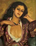 Jeune femme à la poitrine légèrement dénudée by José Cruz Herrera, 1941, Toile, sold Oct 2016