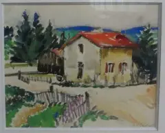 BUGEAT by Charles Bichet, 1924, Aquarelle signée en bas à droite, sold Mar 2016