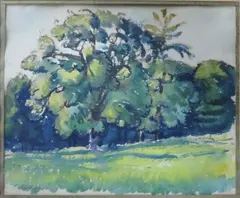 En été ( arbres) by Charles Bichet, Aquarelle sur papier signé en bas à gauche, sold Mar 2016