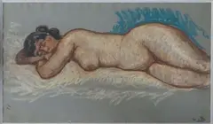 Nu endormi by Charles Bichet, Pastel sur papier monogrammé en bas à droite, sold Mar 2016