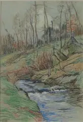 Torrent by Charles Bichet, Pastel monogrammé en bas à gauche, sold Mar 2016