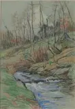 Torrent by Charles Bichet, Pastel monogrammé en bas à gauche, sold Mar 2016