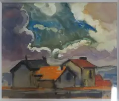 Maisons by Charles Bichet, Aquarelle sur papier monogrammé en bas à droite, sold Mar 2016