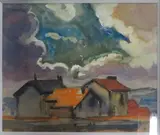Maisons by Charles Bichet, Aquarelle sur papier monogrammé en bas à droite, sold Mar 2016