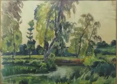 Razès by Charles Bichet, 1928, Aquarelle sur papier signé en bas à gauche, sold Mar 2016