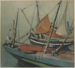 Voiliers by Charles Bichet, Aquarelle sur papier portant le cachet du monogramme de l'artiste en bas à droite, sold Mar 2016