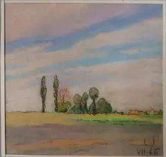 Paysage by Léon Jouhaud, 1946, Pastel sur papier monogramméet daté VIII-46 en bas à droite, sold Mar 2016
