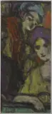 Deux femmes Projet d'éventail by Léon Jouhaud, Pastel sur papier monogrammé en bas à gauche, sold Mar 2016