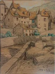 Aubusson by Léon Jouhaud, 1933, Crayon sur papier monogrammé et adté IX-, sold Mar 2016