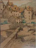 Aubusson by Léon Jouhaud, 1933, Crayon sur papier monogrammé et adté IX-, sold Mar 2016