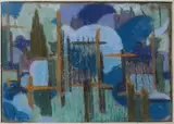 Château en Espagne Croquis pour une plaque émaillée by Léon Jouhaud, Pastel sur papier monogrammé en bas à gauche, sold Mar 2016