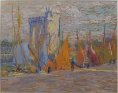 La Rochelle by Léon Jouhaud, Pastel sur papier signé en bas à droite, sold Mar 2016