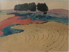 Paysage by Léon Jouhaud, Encre et aquarelle sur papier sigén et adté en bas à droite, sold Mar 2016