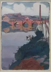 Lavandière au bord de la Vienne by Léon Jouhaud, Aquarelle sur papier monogrammé en bas à gauche, sold Mar 2016