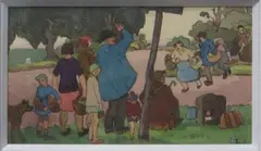 Rencontre, scène animée by Léon Jouhaud, Aquarelle et mine de plomb sur papier portant le cachet du monogramme de l'artiste en bas, sold Mar 2016