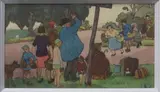 Rencontre, scène animée by Léon Jouhaud, Aquarelle et mine de plomb sur papier portant le cachet du monogramme de l'artiste en bas, sold Mar 2016